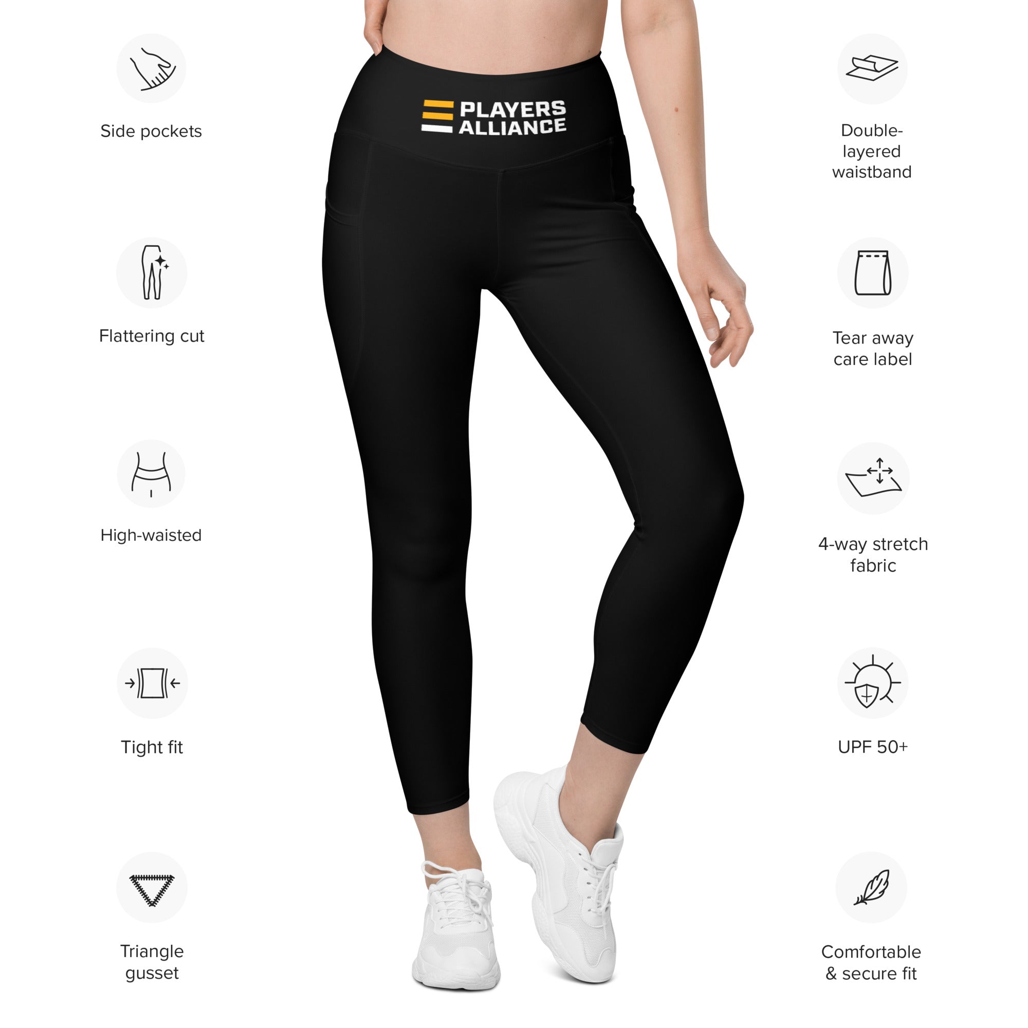 Black High-waisted Leggings with pockets